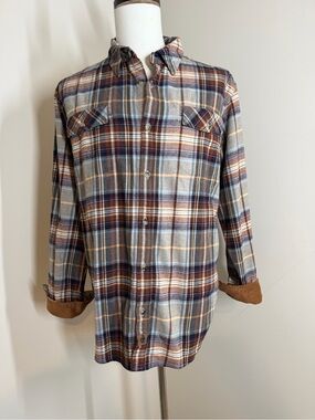 Legendary Whitetails Men’s Plaid Flannel -SZ L-Button-Up Long Sleeve Shirt